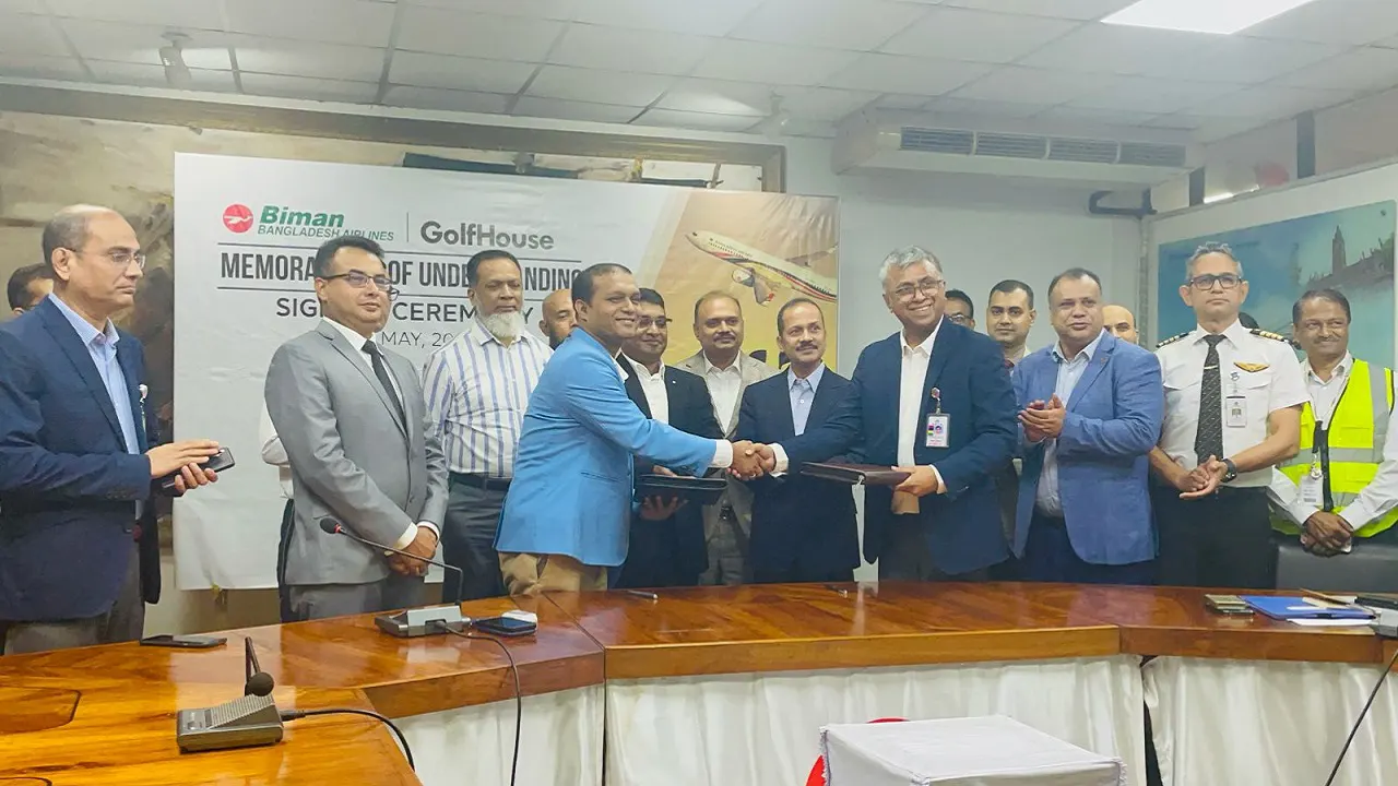 বিমান বাংলাদেশ এয়ারলাইন্সের প্রধান কার্যালয়ে এ সমঝোতা চুক্তি স্বাক্ষর হয়। সৌজন্য ছবি