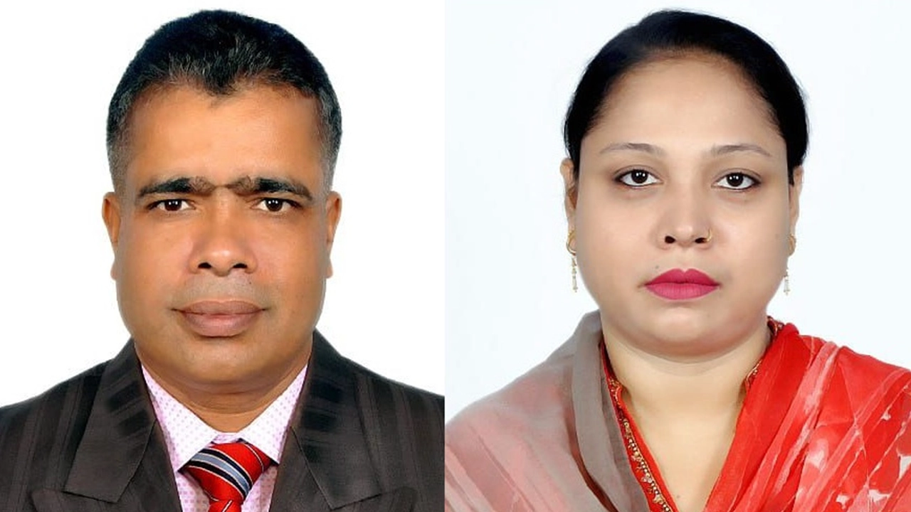 অভিযুক্ত ভবন মালিক নুরুল ইসলাম খলিফা ও তার স্ত্রী সীমা ইসলাম। ছবি : কালবেলা