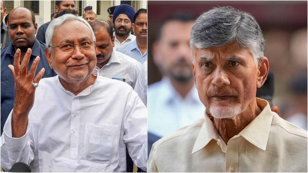 তেলেগু দেশম পার্টির প্রধান চন্দ্রবাবু নাইডু ও বিহারের জনতা দল-ইউনাইটেডের (জেডি-ইউ) কর্নধার নীতিশ কুমার। ছবি : সংগৃহীত