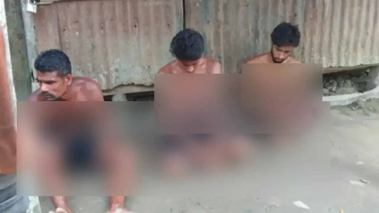 আটককৃত তিন ছাগল চোর। ছবি : কালবেলা