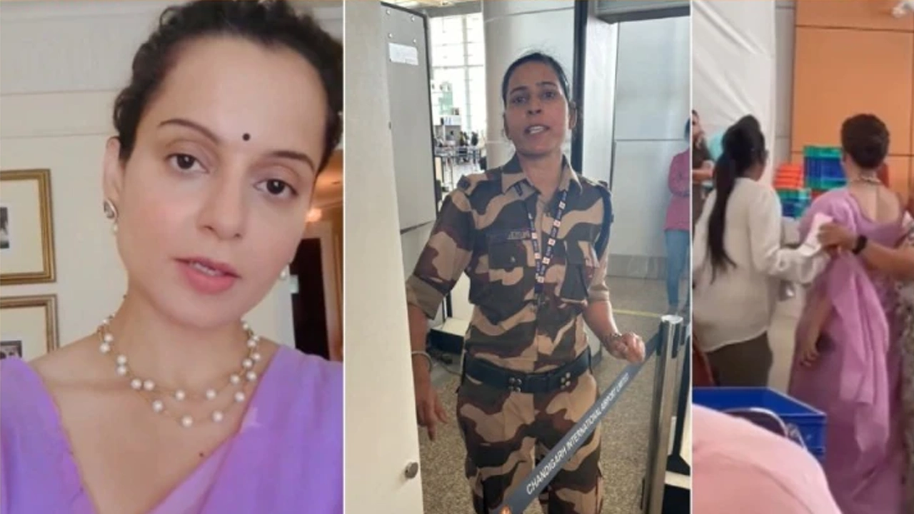 কঙ্গনা রানাউত ও কনস্টেবল কুলবিন্দর কাউর। ছবি: সংগৃহীত