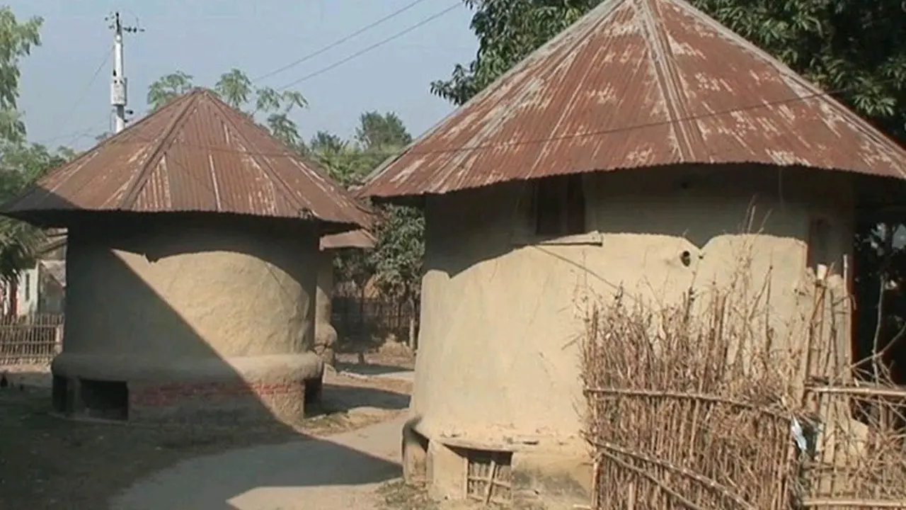 নওগাঁর নিয়ামতপুরের একটি বাড়িতে ধানের গোলা। ছবি : কালবেলা