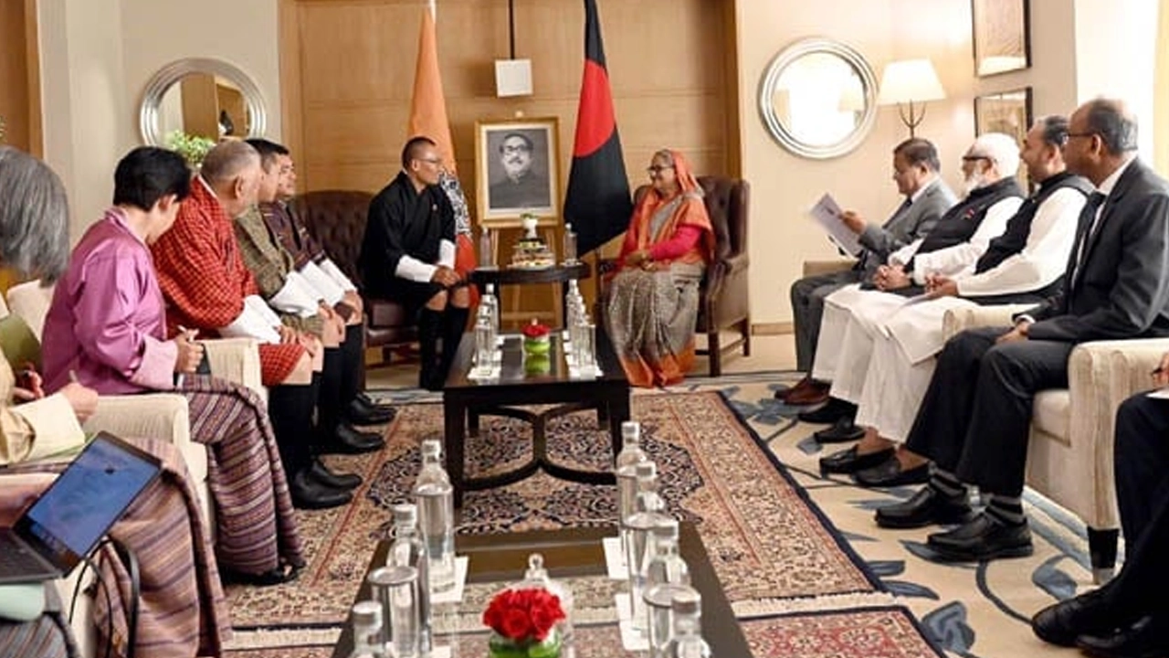শেখ হাসিনার সঙ্গে সাক্ষাৎ করেছেন ভুটানের প্রধানমন্ত্রী। ছবি : সংগৃহীত