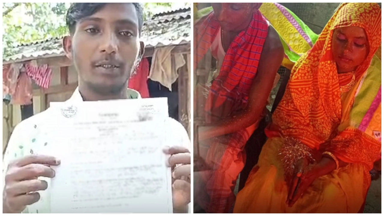 কাবিননামা হাতে মোহাম্মদ শাকিল ও তার বিয়ের একটি খণ্ডচিত্র। ছবি : কালবেলা