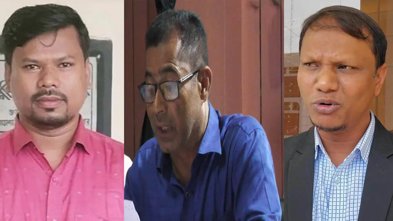 বদলি হওয়া তিন কর্মকর্তা, রবিউল ইসলাম (বামে) খগেন্দ্র নাথ সরকার (মাঝে) ও মো. শহিদুল ইসলাম (ডানে)। ছবি : কালবেলা