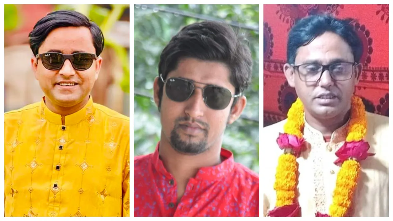 বাঁ থেকে- অভিযুক্ত ছাত্রলীগ নেতা আনোয়ার হোসেন মোল্লা সুমন, নাজমুল হোসেন (হিরা) ও মোশারফ হোসেন মোল্লা বাবুল। ছবি : সংগৃহীত