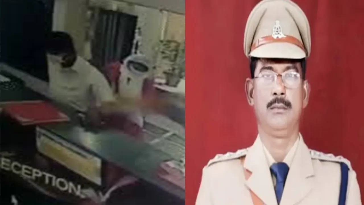 হোটেলের সিসি ক্যামেরায় ধরা পড়া দৃশ্য ও পুলিশ কর্মকর্তা। ছবি : সংগৃহীত