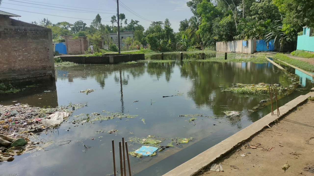 সামান্য বৃষ্টিতে কক্সবাজারের ঈদগাঁওতে তীব্র জলাবদ্ধতার সৃষ্টি হয়েছে। ছবি : কালবেলা