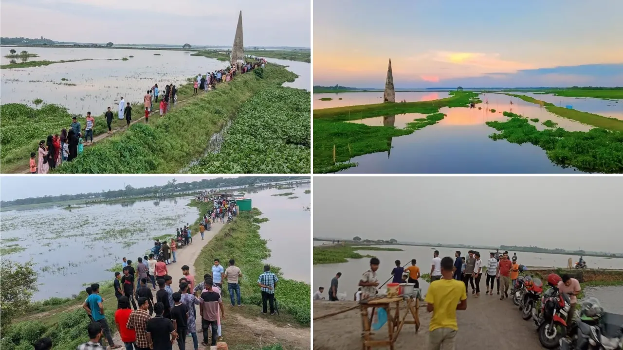 মকিমপুর বিলে দর্শানার্থীদের ভিড়। ছবি : কালবেলা