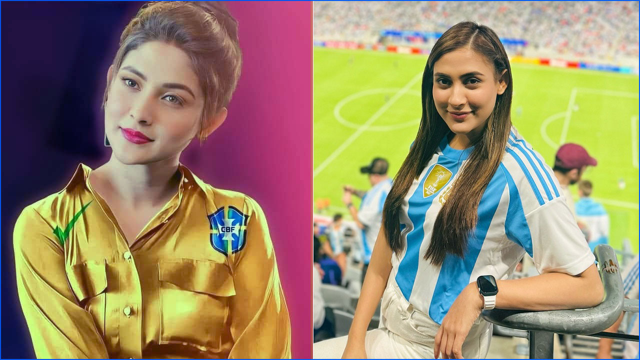ব্রাজিল এবং আর্জেন্টিনার জার্সিতে মেহজাবিন। ছবি : সংগৃহীত