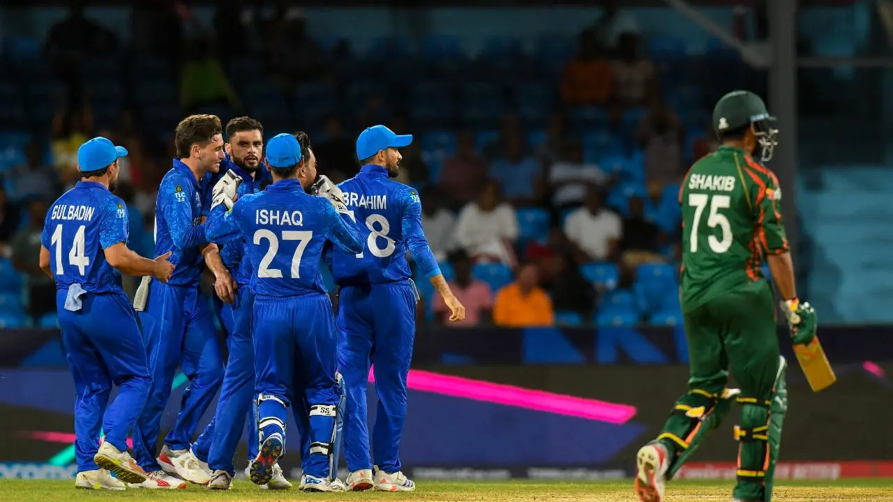 সাকিবকে আউট করে আফগানদের উল্লাস। ছবি : সংগৃহীত