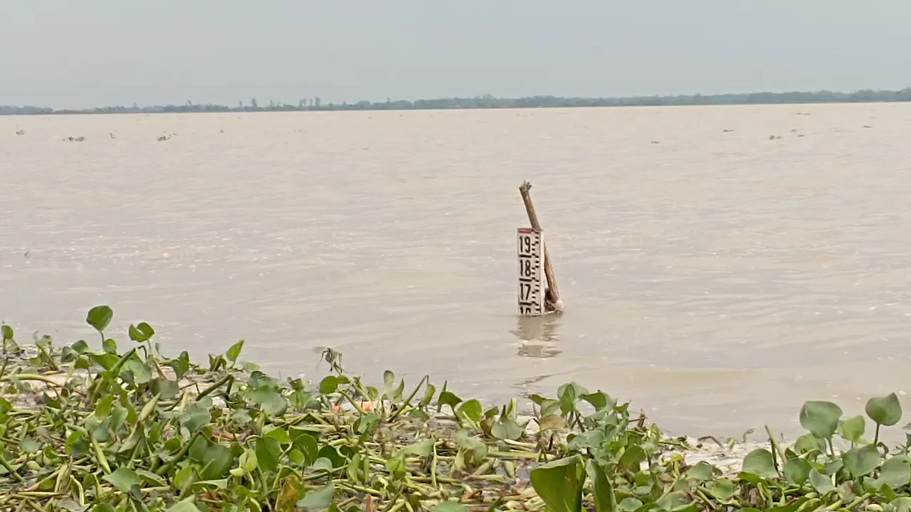 পানি বিপৎসীমার ১ দশমিক ২৯ মিটার নিচ দিয়ে প্রবাহিত হচ্ছে। ছবি : কালবেলা