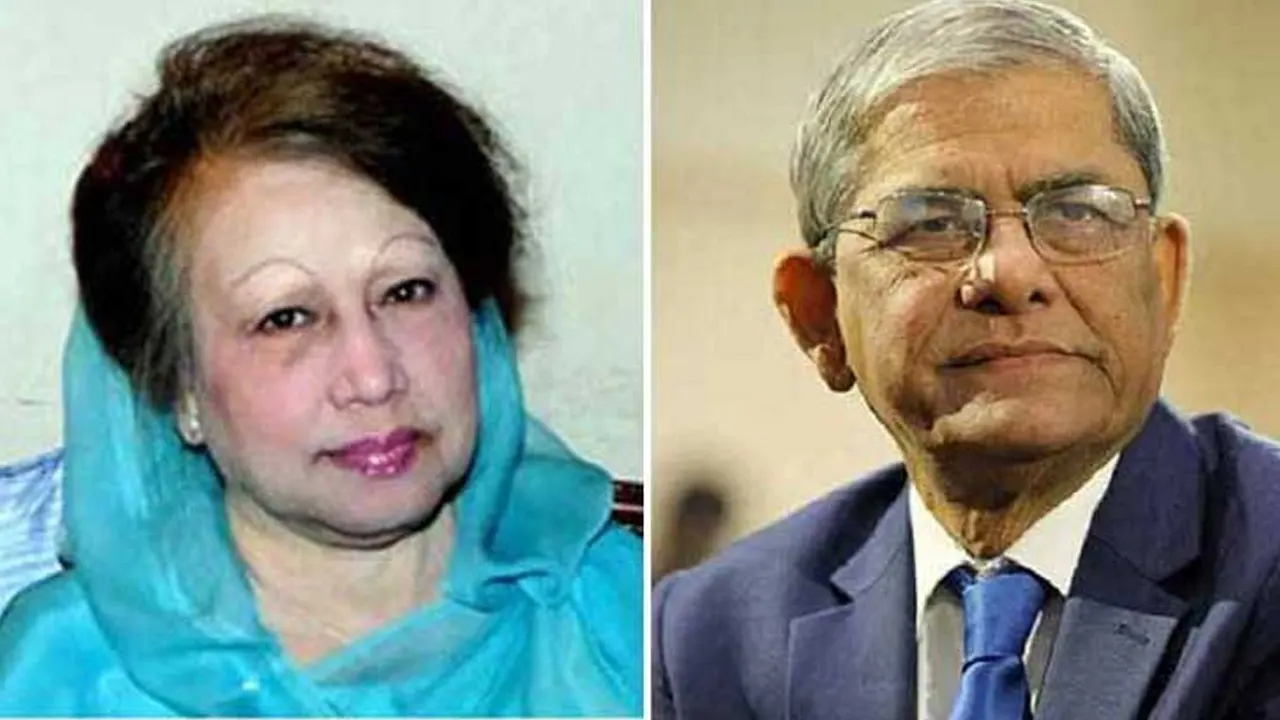 বাঁ থেকে- বেগম খালেদা জিয়া ও মির্জা ফখরুল ইসলাম আলমগীর। ছবি : সংগৃহীত