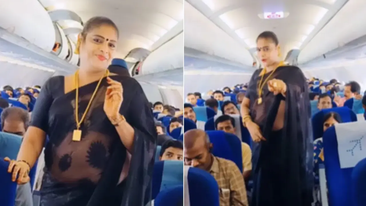 বিমানে নাচ ভাইরাল হওয়া নারী। ছবি : সংগৃহীত