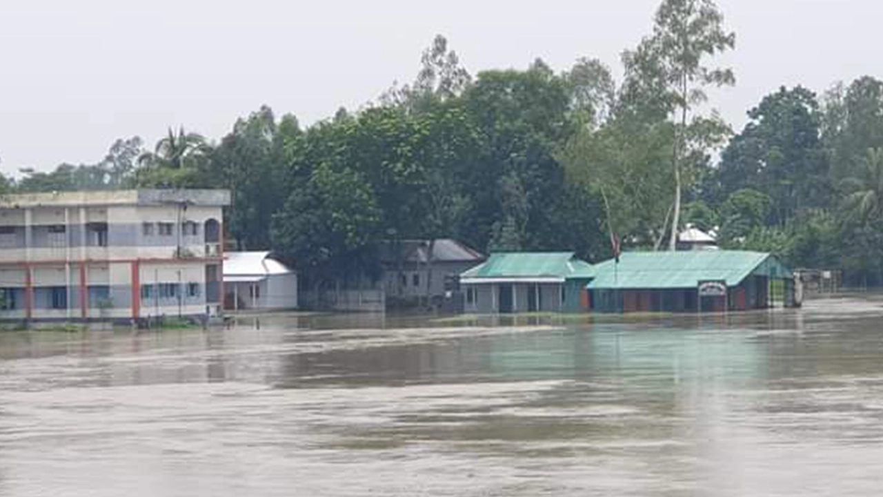 জামালপুরের ইসলামপুরে পাহাড়ি ঢল ও ভারি বর্ষণে নিম্নাঞ্চল প্লাবিত। ছবি : কালবেলা