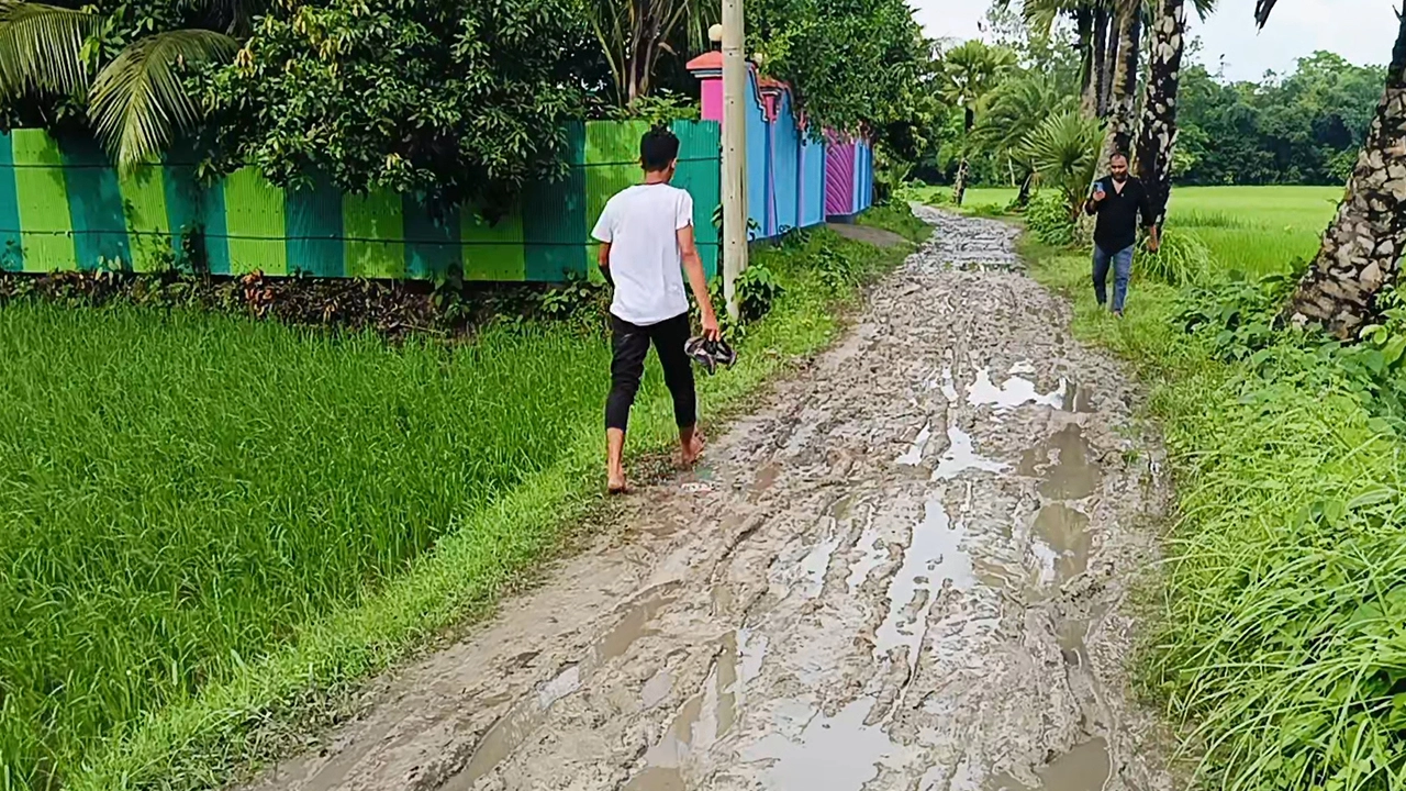 কুমিল্লার বরুড়ার রাস্তার বেহাল দশা। ছবি : কালবেলা