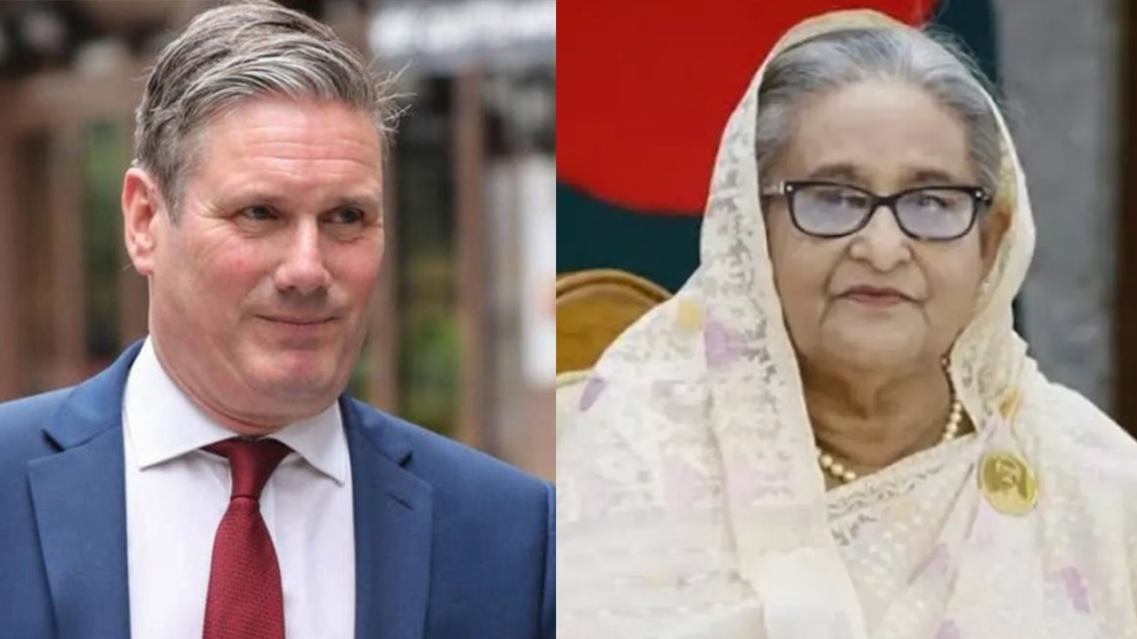 নতুন ব্রিটিশ প্রধানমন্ত্রী কিয়ার স্টারমার ও প্রধানমন্ত্রী শেখ হাসিনা। ছবি : সংগৃহীত