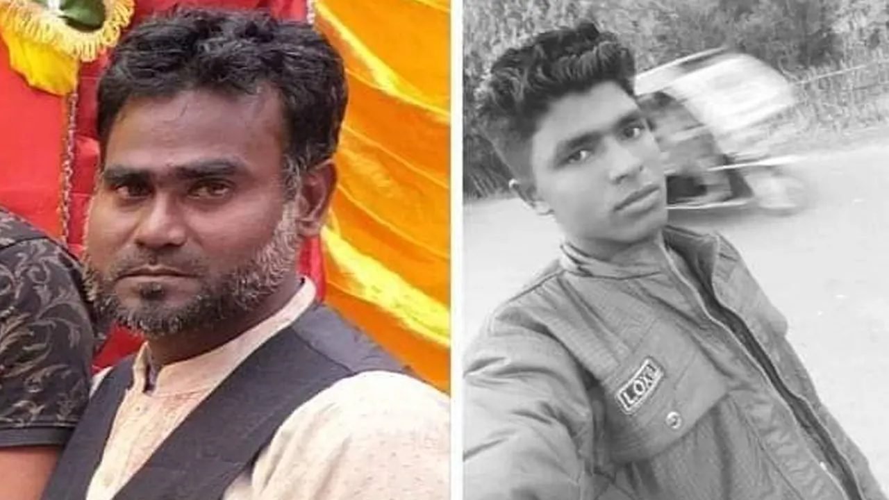 ড্রেজারের মালিক নুরে আলম (বাঁয়ে) ও মো. আরিফুর ইসলাম (ডানে)। ছবি : কালবেলা
