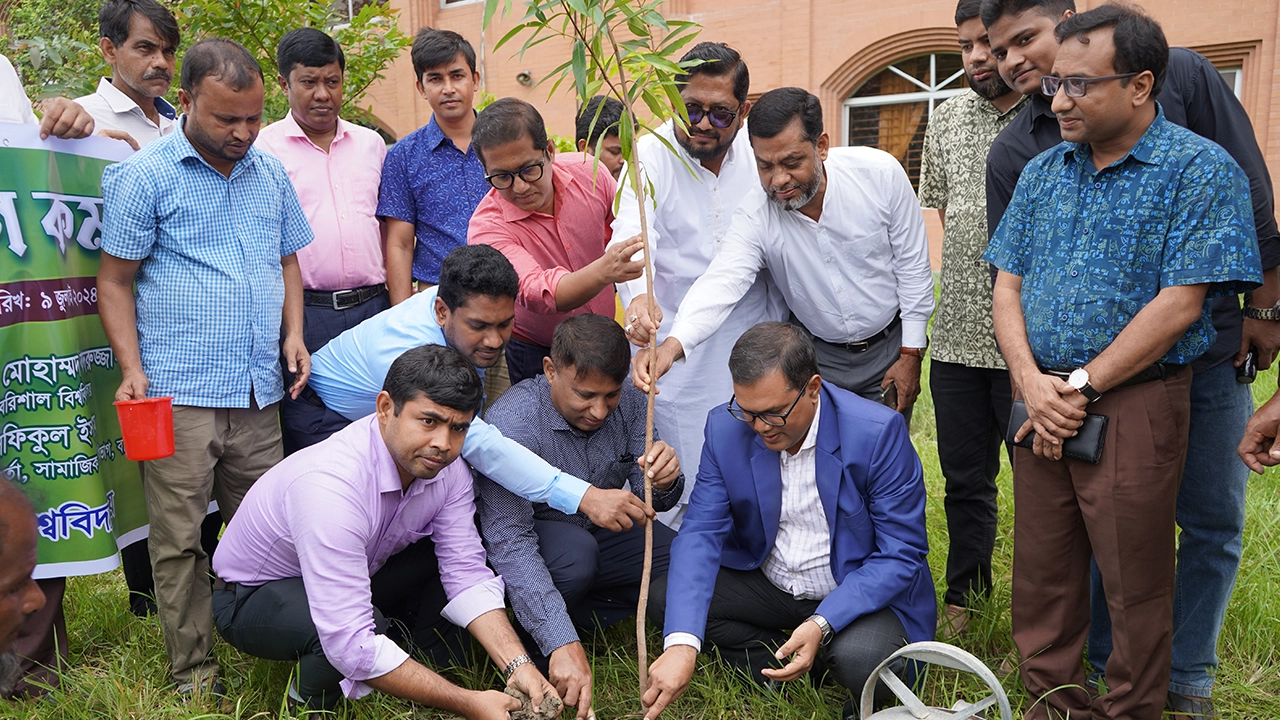 বরিশাল বিশ্ববিদ্যালয় ক্যাম্পাসকে সবুজায়নের লক্ষ্যে বৃক্ষরোপণ কর্মসূচি উদ্বোধন। ছবি : কালবেলা