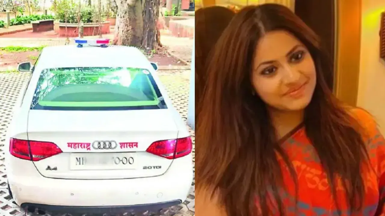 নিজের গাড়িতে লাল-নীল হুইসেল ও ক্ষমতার অপব্যবহার করা তরুণী। ছবি : সংগৃহীত