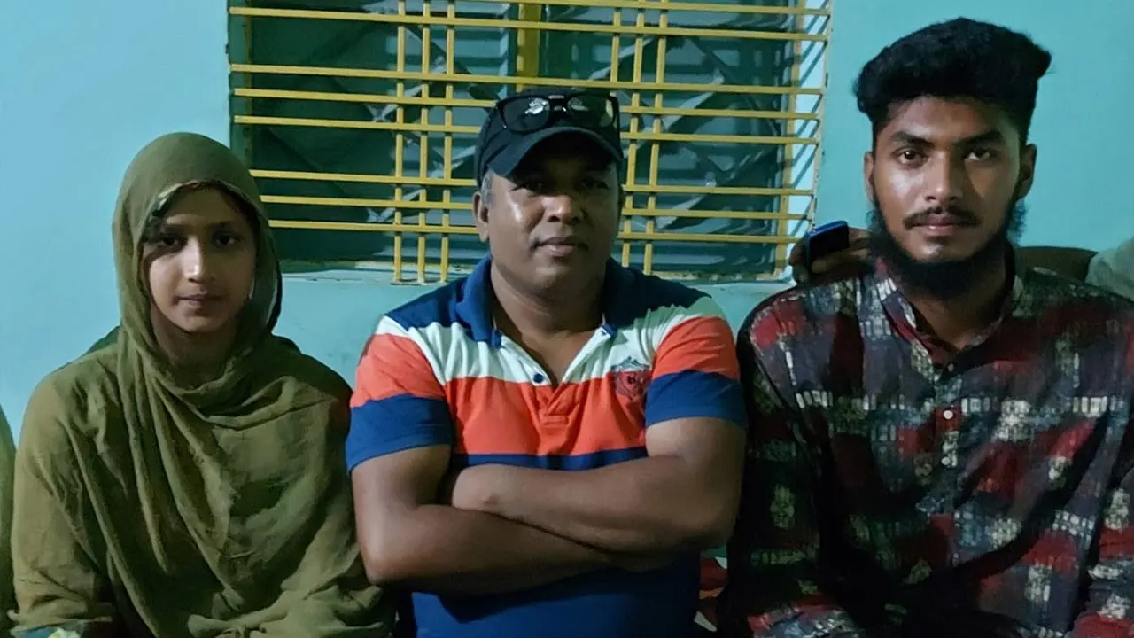 ২০২৩ সালের ১৩ জুলাই বিয়ে শেষে কনে সিদরাতুল মুনতাহার সঙ্গে রিশাদ হোসেন। ছবি : কালবেলা