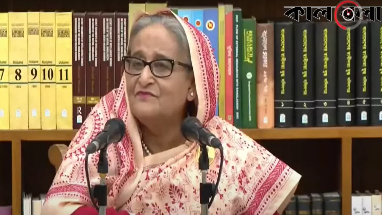 রোববার বিকেলে গণভবনে চীন সফর পরবর্তী সংবাদ সম্মেলনে কথা বলছেন প্রধানমন্ত্রী শেখ হাসিনা। ছবি ভিডিও থেকে