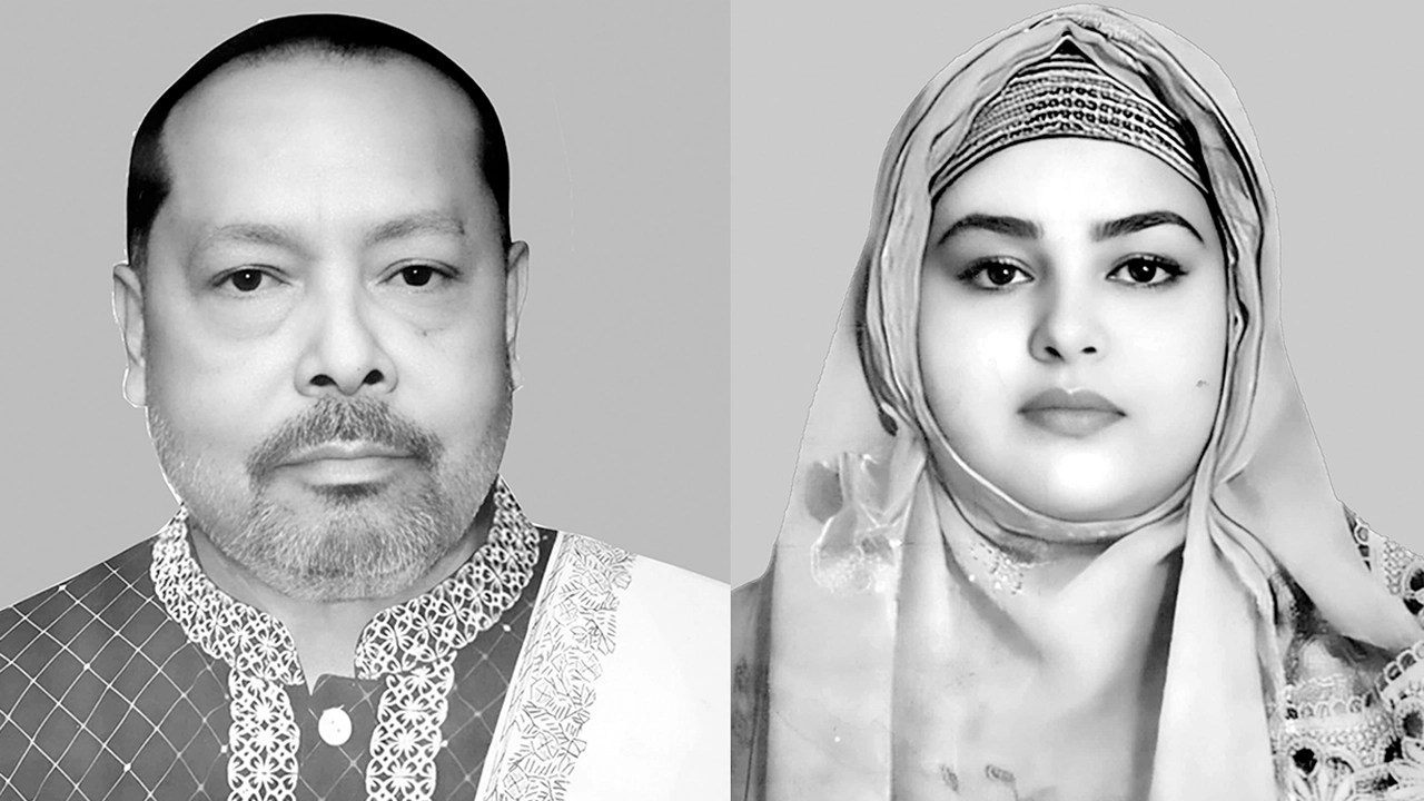চেয়ারম্যান প্রার্থী চাচা হাবিবুর রহমান ওয়াকার ও ভাতিজি মেহেজাবীন বিনতে হাসিব অরিন। ছবি : সংগৃহীত