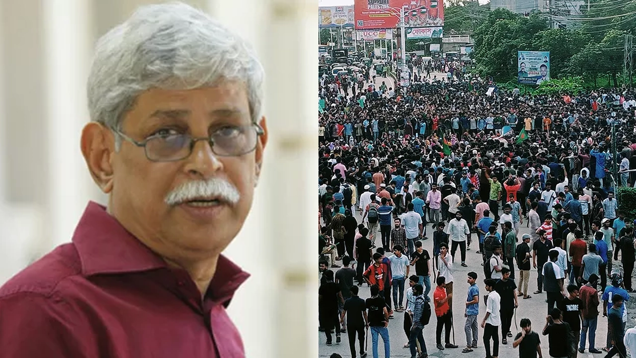 অধ্যাপক ড. জাফর ইকবাল ও কোটা আন্দোলনকারীরা। ছবি : সংগৃহীত