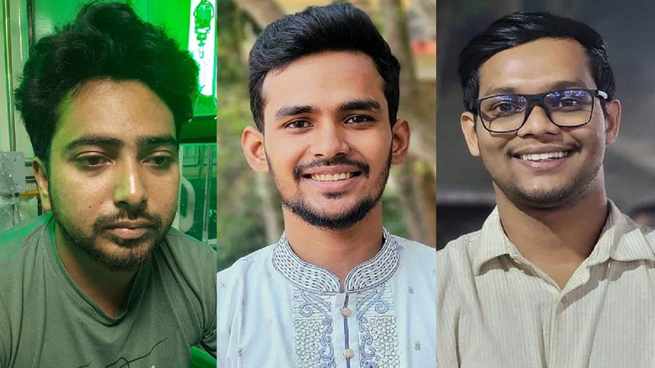 নাহিদ ইসলাম, আসিফ মাহমুদ ও আবু বাকের মজুমদার। ছবি : সংগৃহীত