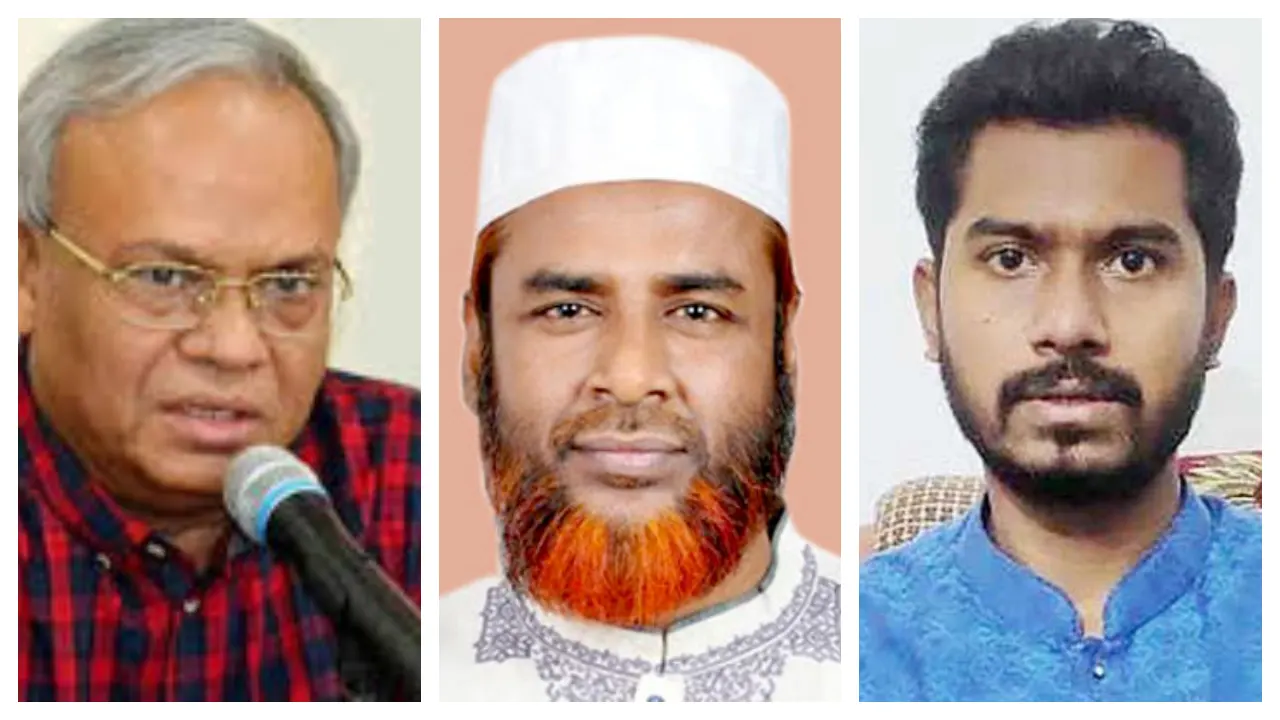 রুহুল কবির রিজভী, মিয়া গোলাম পরওয়ার ও ভিপি নুরুল হক নুর (বাঁ থেকে)।