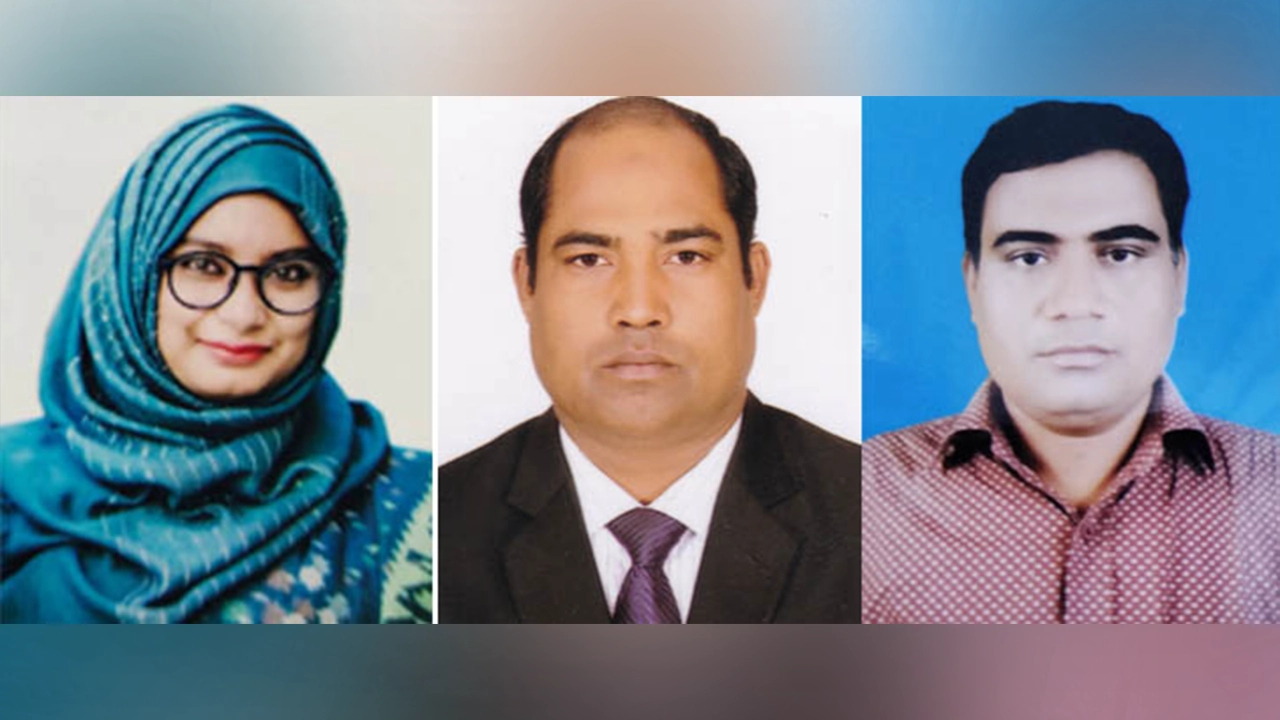 বাঁ থেকে উপজেলা নির্বাহী কর্মকর্তা সানজিদা খাতুন, জেলা ত্রাণ কর্মকর্তা আক্তারুজ্জামান ও উল্লাপাড়া প্রকল্প বাস্তবায়ন কর্মকর্তা আবুল কালাম আজাদ। ছবি : কালবেলা