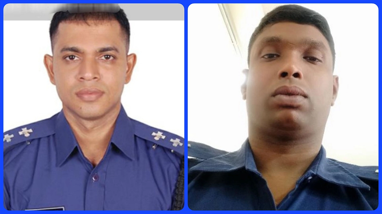 বামে এসআই দ্বীন মোহাম্মদ ও ডানে এএসআই আব্দুল হাকিম। ছবি : সংগৃহীত
