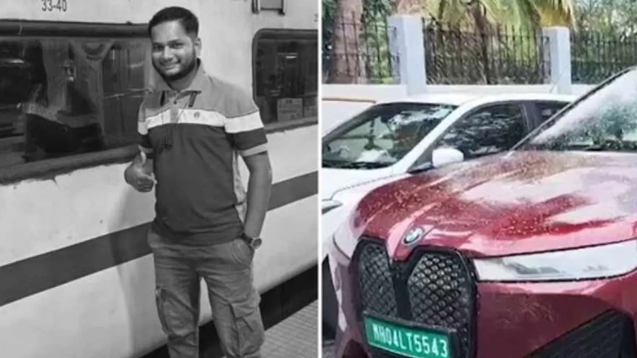 দুর্ঘটনায় মৃত যুবক ও গাড়ি (বাঁ থেকে)। ছবি : সংগৃহীত