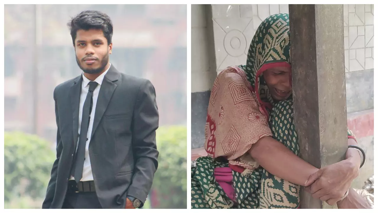 বাঁ থেকে- মামুন ও তার মায়ের আহাজারি। ছবি : কালবেলা