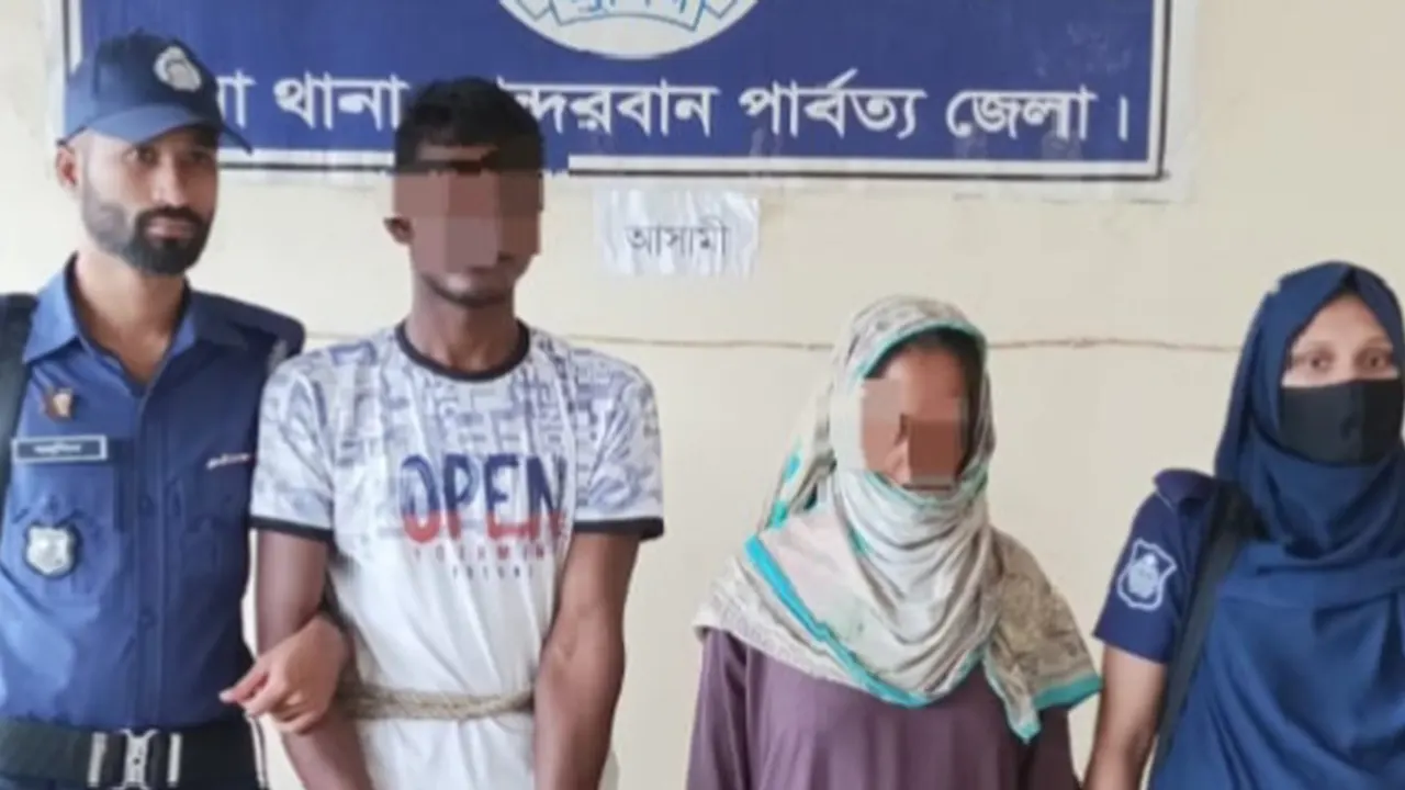 গ্রেপ্তার হওয়া পরকীয়া প্রেমিক ও নিহতের স্ত্রী। ছবি : কালবেলা