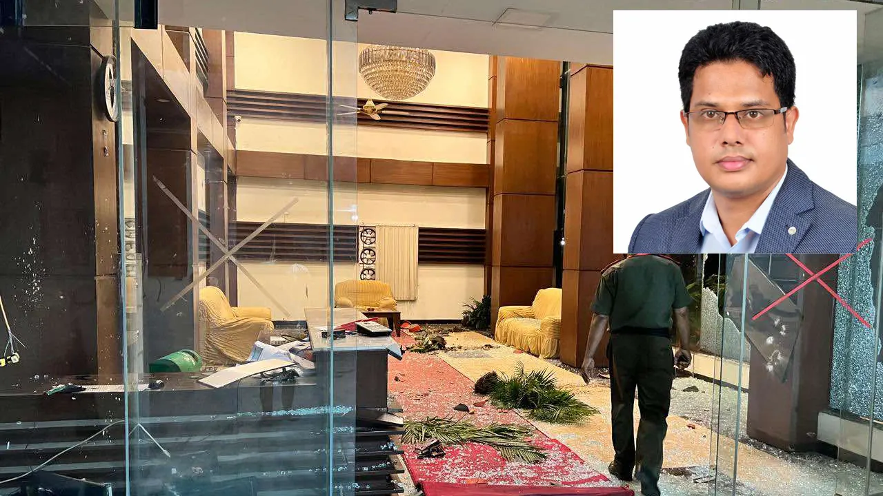 ছাত্রলীগের সাবেক সাধারণ সম্পাদক জাকির হোসোইনের বাসভবনে হামলার ঘটনা ঘটেছে। ছবি : কালবেলা
