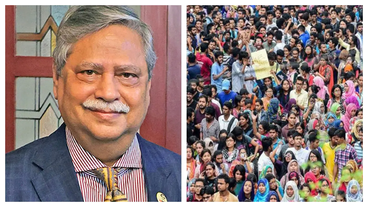 রাষ্ট্রপতি মোঃ সাহাবুদ্দিন  ও আন্দোলনকারীরা (বাঁ থেকে)। ছবি : সংগৃহীত