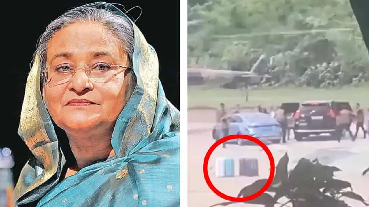 প্রধানমন্ত্রী শেখ হাসিনা ও তার দেশ ছাড়ার মুহূর্ত। ছবি : সংগৃহীত