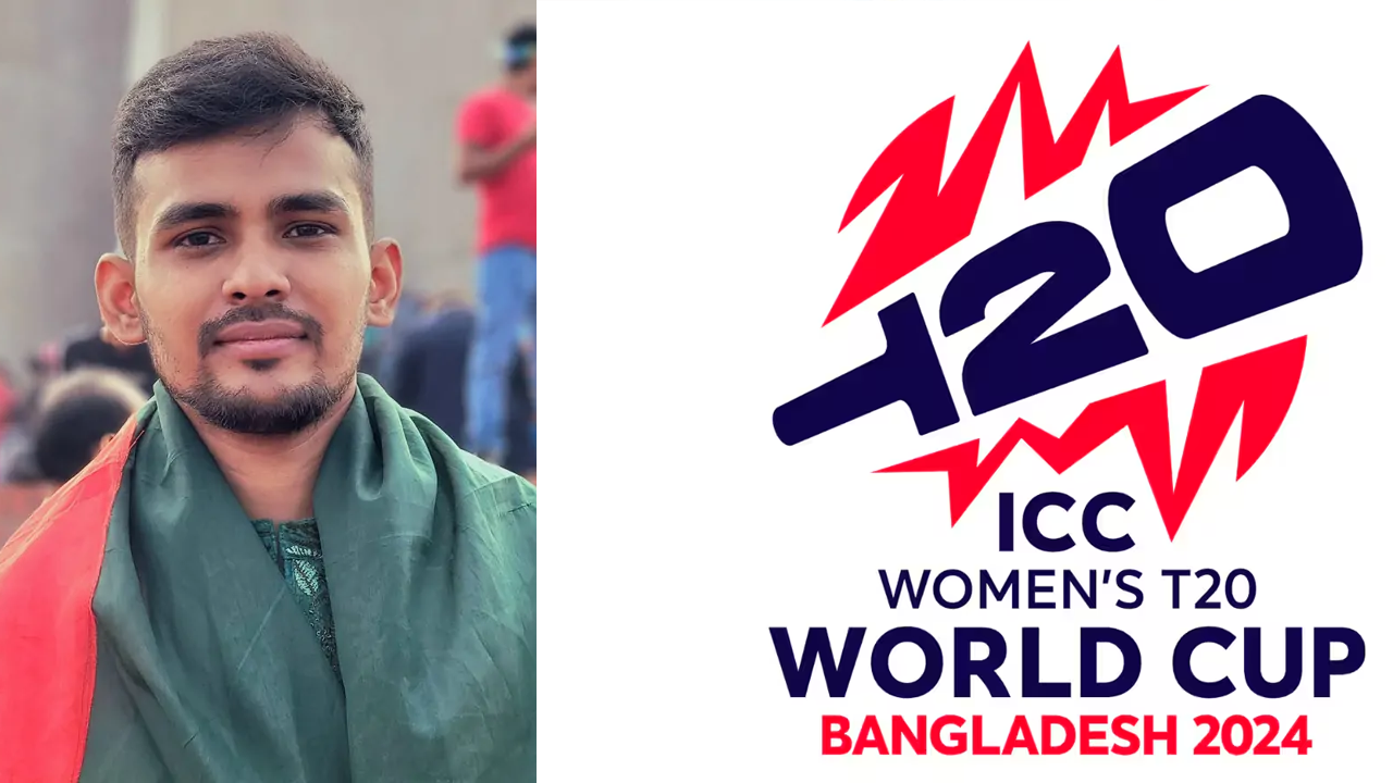 আসিফ মাহমুদ (বাঁয়ে) ও টি-টোয়েন্টি বিশ্বকাপের লোগো। ছবি : সংগৃহীত