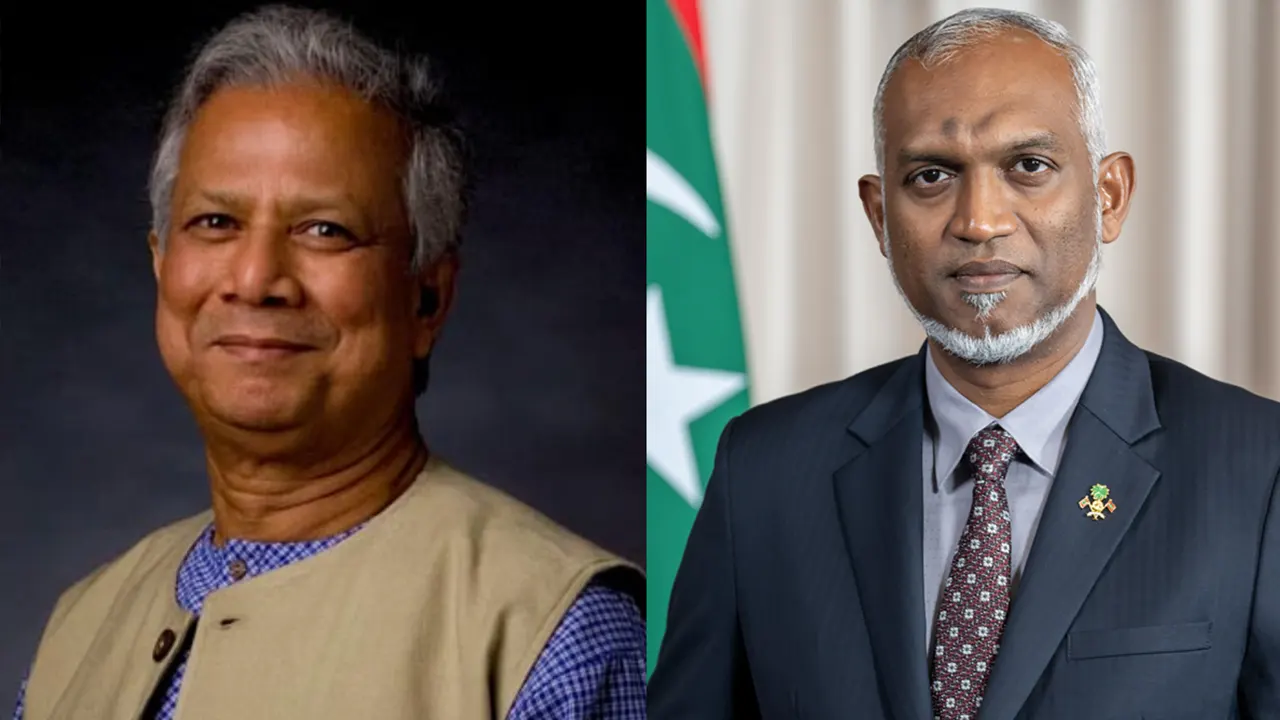 ড. মুহাম্মদ ইউনূস ও মালদ্বীপের প্রেসিডেন্ট মুইজ্জু। ছবি : সংগৃহীত