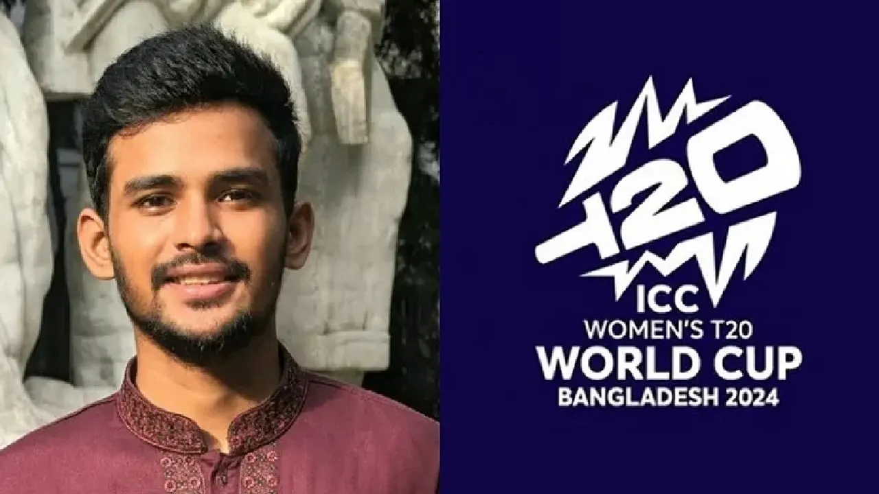 আসিফ মাহমুদ (বাঁয়ে) ও টি-টোয়েন্টি বিশ্বকাপের লোগো। ছবি : সংগৃহীত