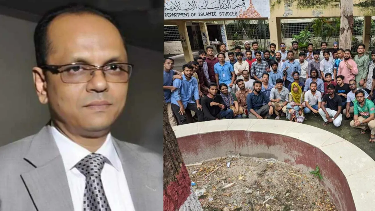 ট্রেজারারের নেতৃত্বে মঙ্গলবার জবির হল উদ্ধার। ছবি : কালবেলা