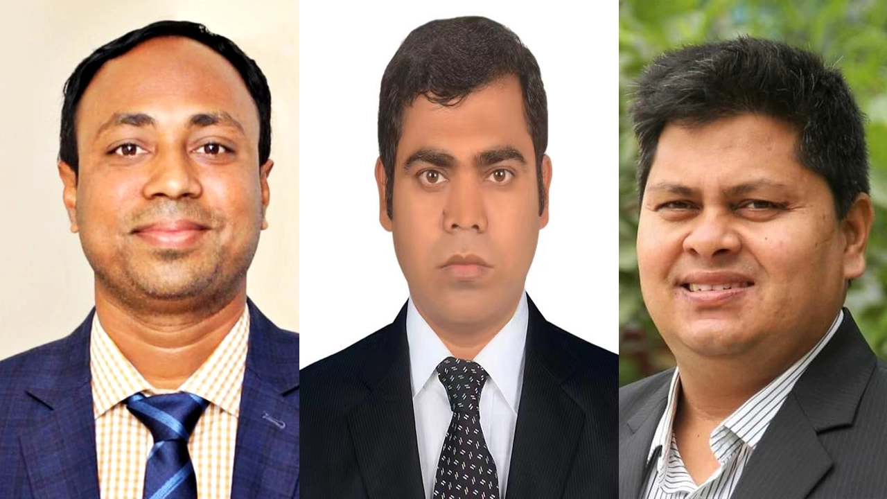 সহযোগী অধ্যাপক ড. মাসুদ রানা, সহযোগী অধ্যাপক ড. মো. ইমরান হোসেন ও অধ্যাপক ড. মো. কামরুজ্জামানকে নিয়োগ দেওয়া হয়। ছবি : সংগৃহীত