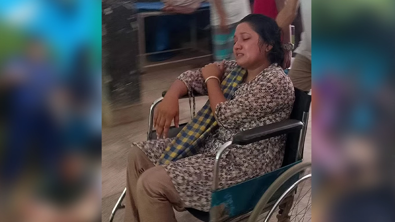 আহত অর্পিতা কবির। ছবি : কালবেলা