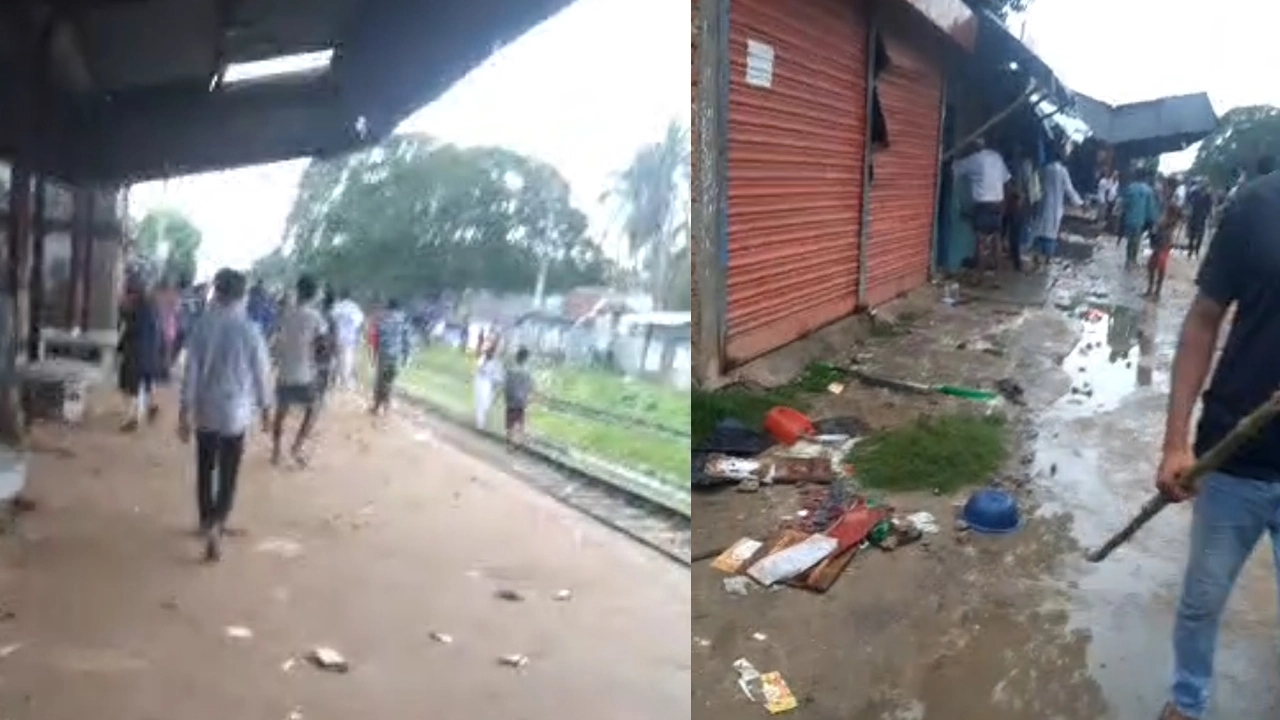 মাধবপুরে রেলস্টেশনে হামলা। ছবি : সংগৃহীত