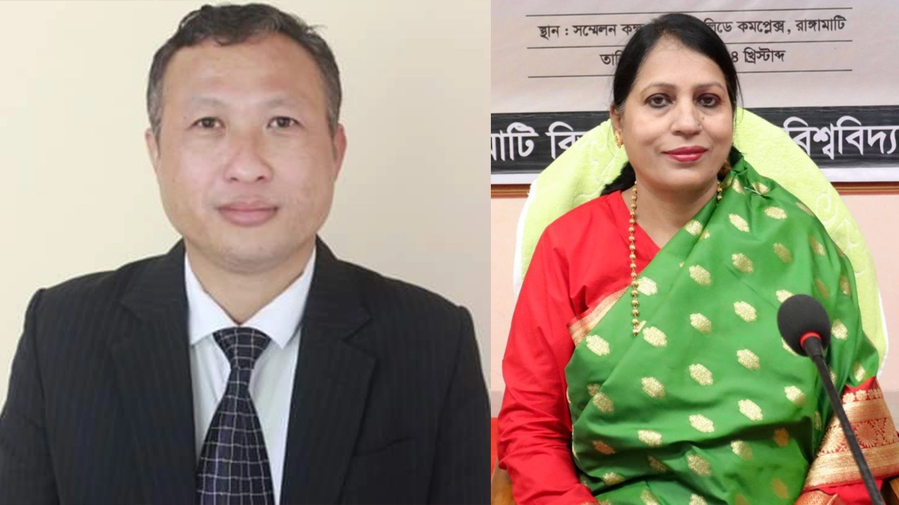 উপাচার্য অধ্যাপক ড. সেলিনা আখতার (ডানে) ও উপ-উপাচার্য অধ্যাপক ড. কাঞ্চন চাকমা। ছবি : সংগৃহীত