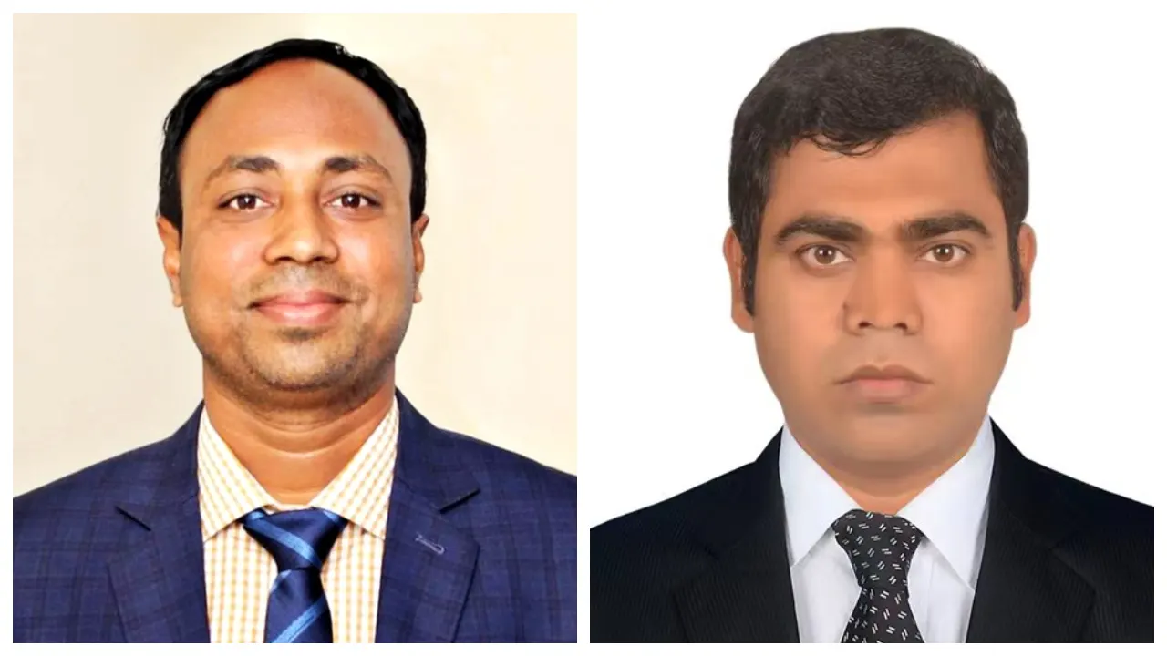 বাঁ থেকে- পদত্যাগ করা পাবিপ্রবি প্রক্টর ড. মো. মাসুদ রানা ও ছাত্র উপদেষ্টা ড. মো. ইমরান হোসেন। ছবি : সংগৃহীত