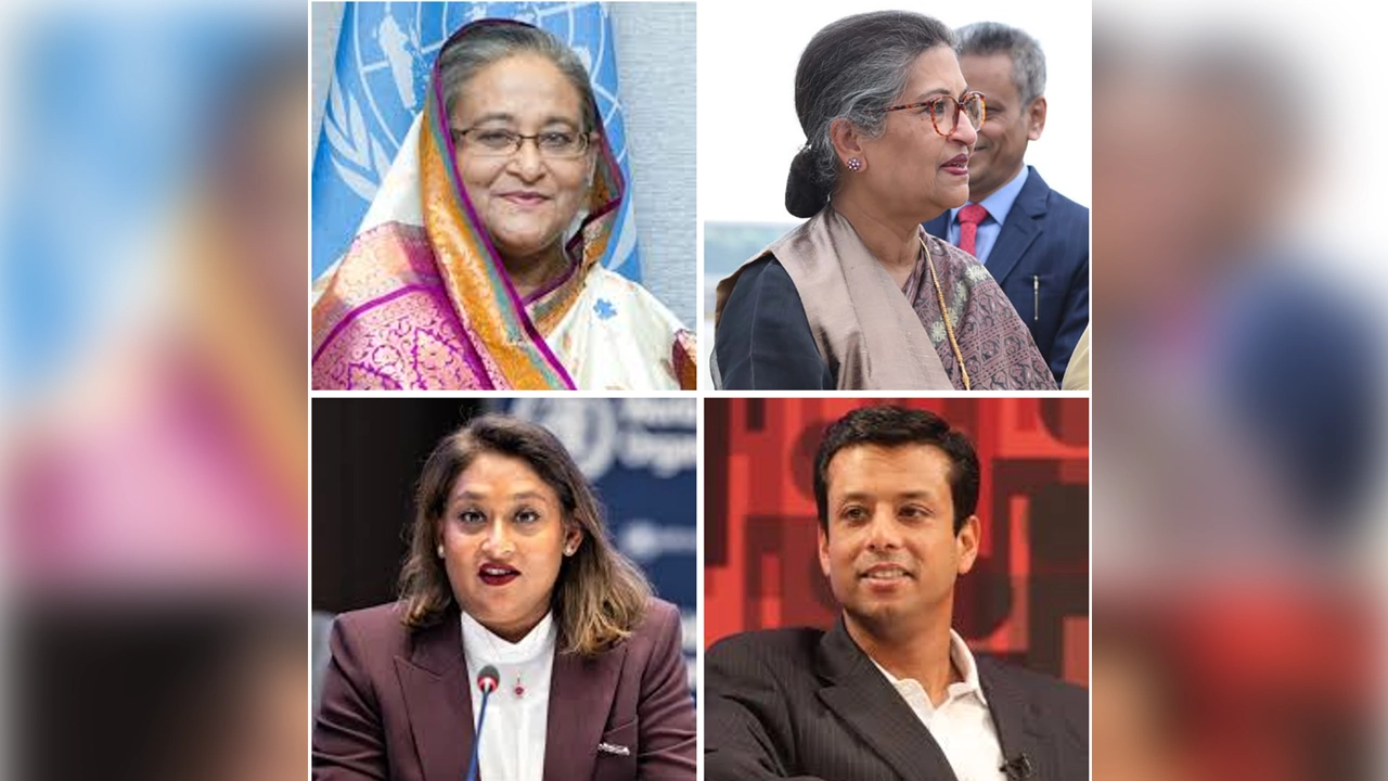 শেখ হাসিনা, শেখ রেহানা, পুতুল ও জয়। ছবি কালবেলা