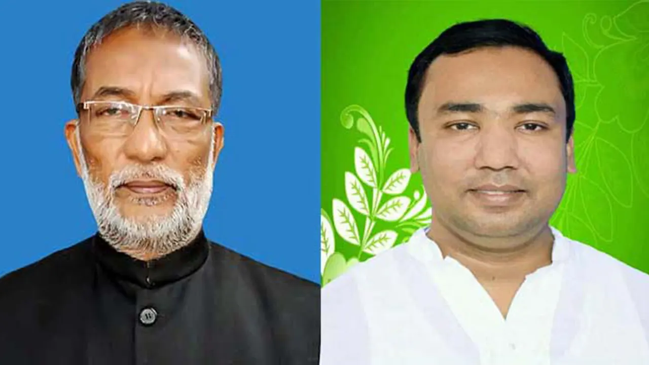 সাবেক উপজেলা চেয়ারম্যান সিরাজুল ইসলাম খান রাজু ও সাবেক এমপি খাঁন মুহাম্মদ সাইফুল্লাহ্ আল মেহেদী বাঁধন। ছবি : কালবেলা
