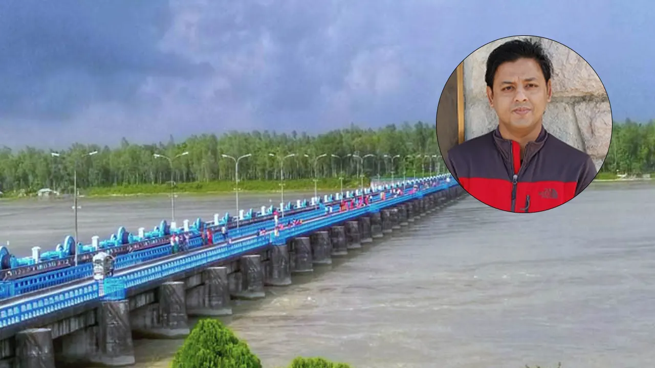 তিস্তা নদী ও আবহাওয়াবিদ মোস্তফা কামাল পলাশ (ছবি ইনসার্টে)।
